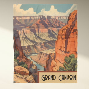 Grand Canyon Vintage Southwest Landscape Fleece Blanket