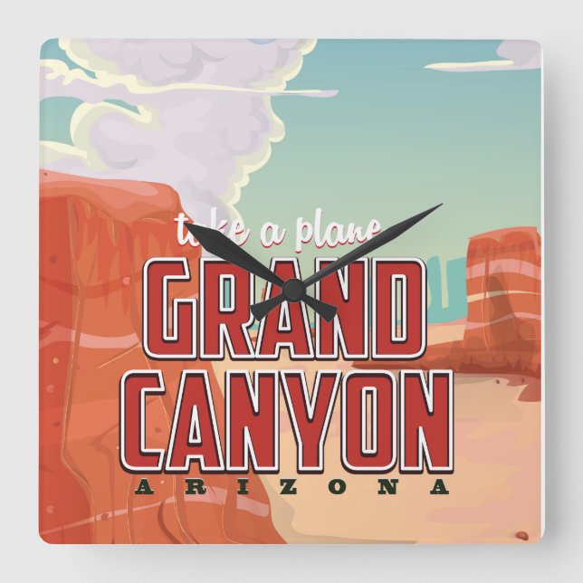 Grand Canyon vintage travel poster Square Wall Clock (Front)