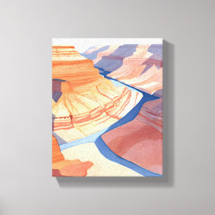 Grand Canyon Watercolor Landscape Painting Canvas Print
