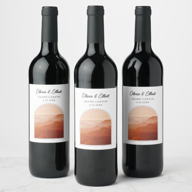 Grand Canyon Wedding Favor Personalized Wine Label (Bottles)