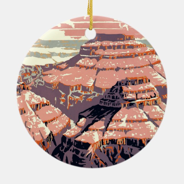 Grand Canyon Western Graphic Art American Ceramic Ornament (Back)