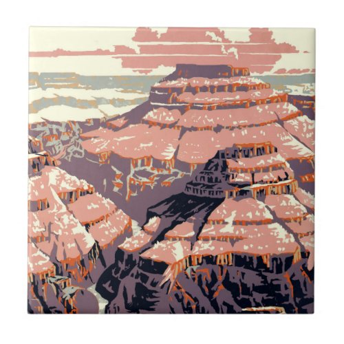 Grand Canyon Western Graphic Art American Ceramic Tile