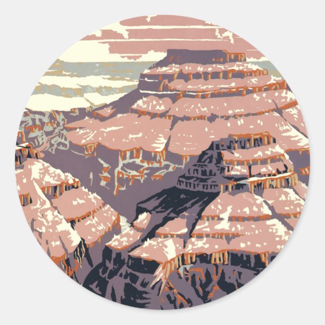 Grand Canyon Western Graphic Art American Classic Round Sticker (Front)