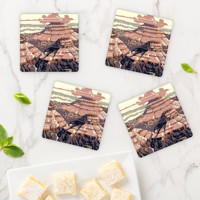 Grand Canyon Western Graphic Art American Coaster Set (In Situ)
