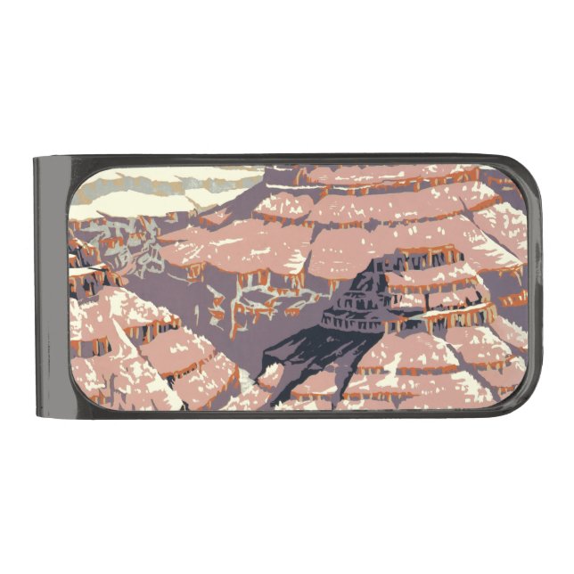 Grand Canyon Western Graphic Art American Gunmetal Finish Money Clip (Front)