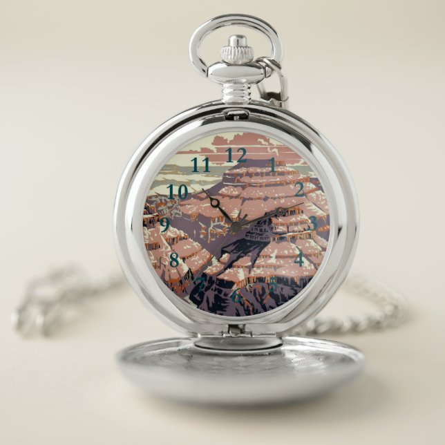 Grand Canyon Western Graphic Art American Pocket Watch (Inside)