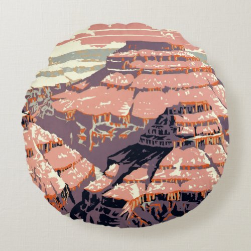 Grand Canyon Western Graphic Art American Round Pillow