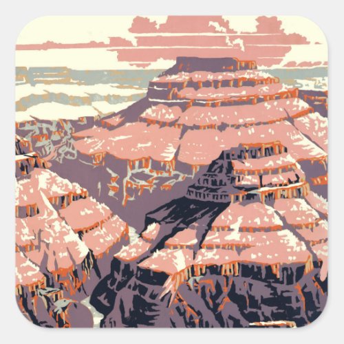 Grand Canyon Western Graphic Art American Square Sticker