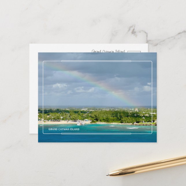 Grand Cayman Island Rainbow Bliss Postcard (Front/Back In Situ)
