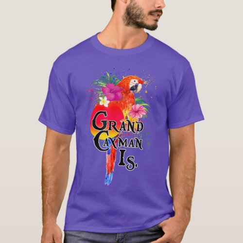 Grand Cayman Islands  Tropical Parrot Tee Shirt