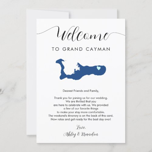 Grand Cayman Map Wedding Welcome Letter Itinerary