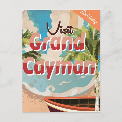 Grand Cayman Vintage Travel Poster Postcard