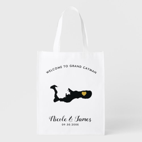 Grand Cayman Wedding Welcome Bag Black and Gold Grocery Bag
