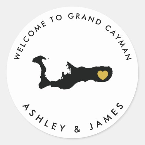 Grand Cayman Wedding Welcome Sticker for Box Bag