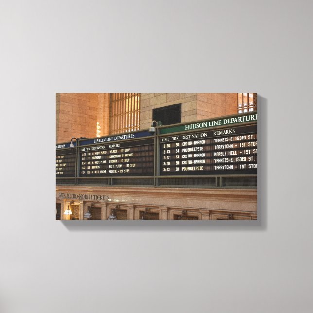 Grand Central Hudson Harlem Train Departures NYC Canvas Print (Front)