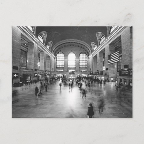 Grand Central Station  Black And White NYC Postcard