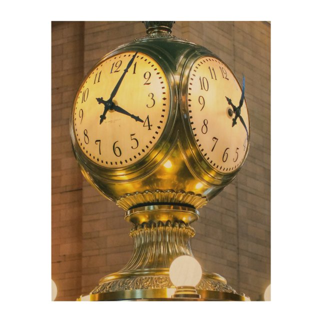 Grand Central Station Clock Wood Wall Art (Front)