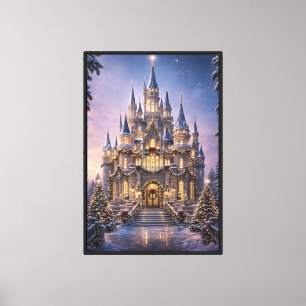 Grand Christmas Castle Canvas - Luxury Fantasy Art