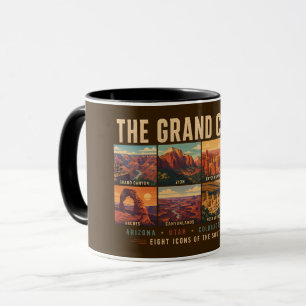 Grand Circle National Parks Landmarks Illustration Mug
