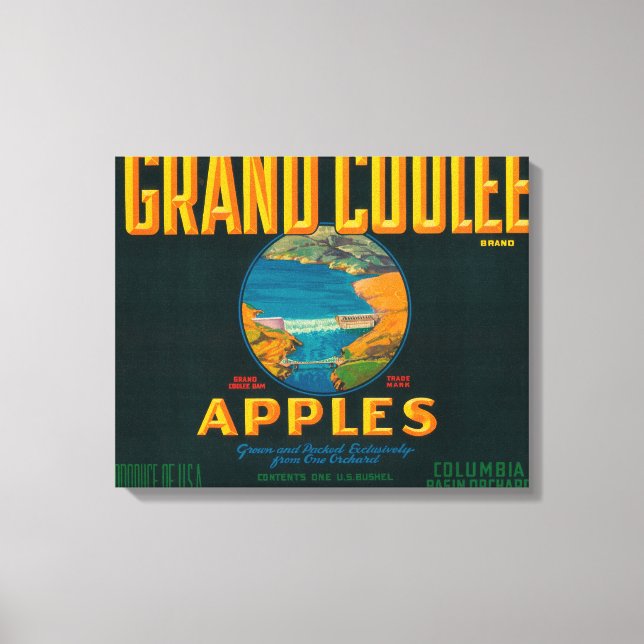 Grand Coulee Apple Label - Coulee, WA Canvas Print (Front)