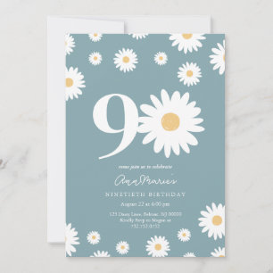 Grand Daisy Milestone Ninety Birthday Invitation