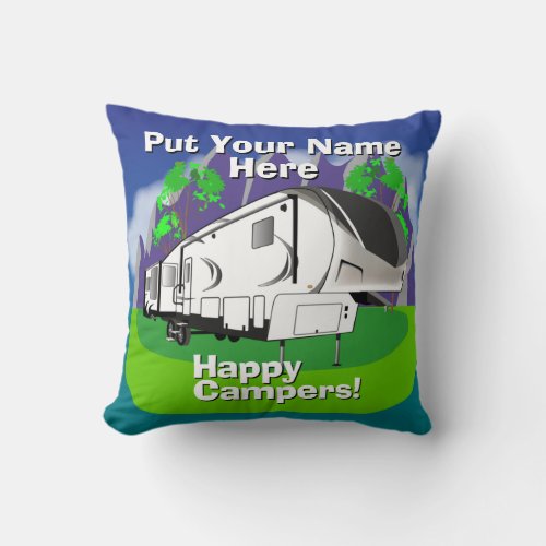 Grand Design 367bhs Happy Camper  Throw Pillow