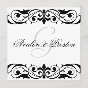 Grand Duchess Black And White Scroll Invitation