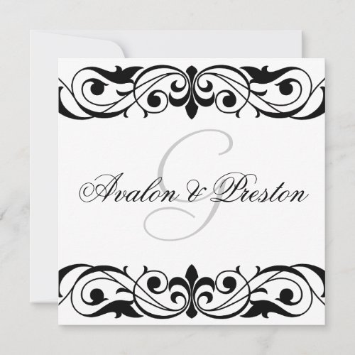 Grand Duchess Black And White Scroll Invitation
