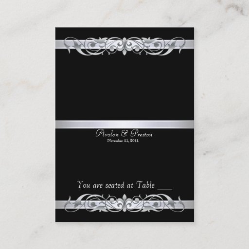 Customizable Grand Duchess Black Folding Table Placecard Business Card Templates