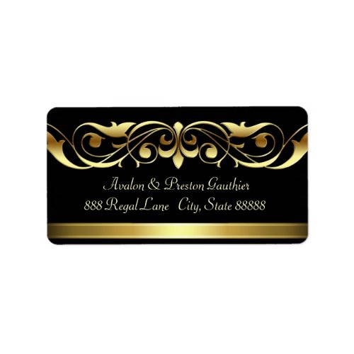 Grand Duchess Black Gold Scroll Address Labels