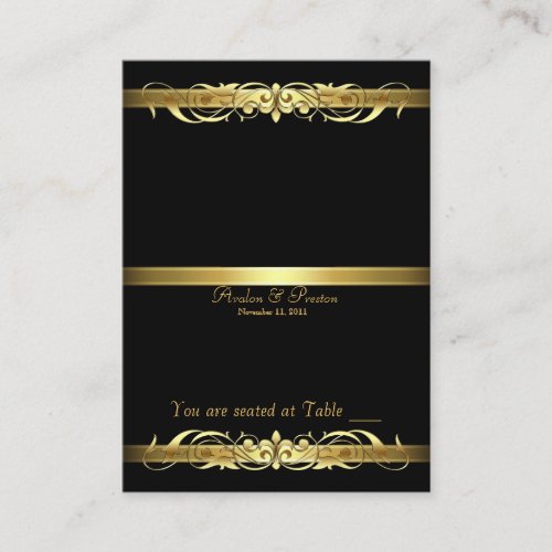 Grand Duchess Black Gold Scroll Table Placecard