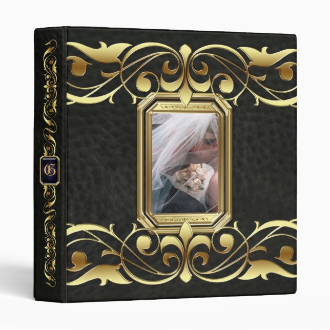 Grand Duchess Black Jewel Gold Scroll Black Binder (Front/Spine)