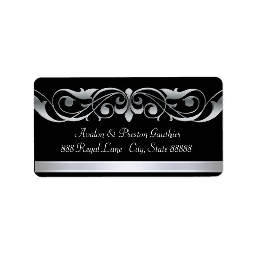 Grand Duchess Black Silver Scroll Address Labels