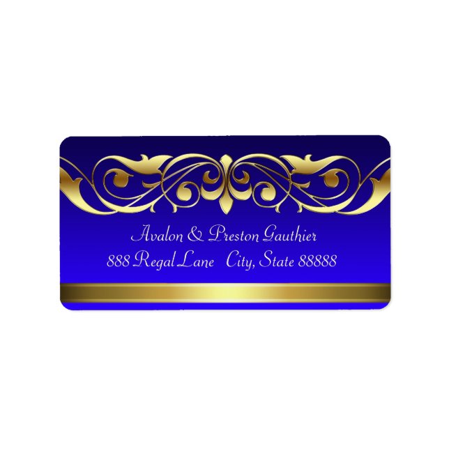 Grand Duchess Blue Gold Scroll Address Labels (Front)