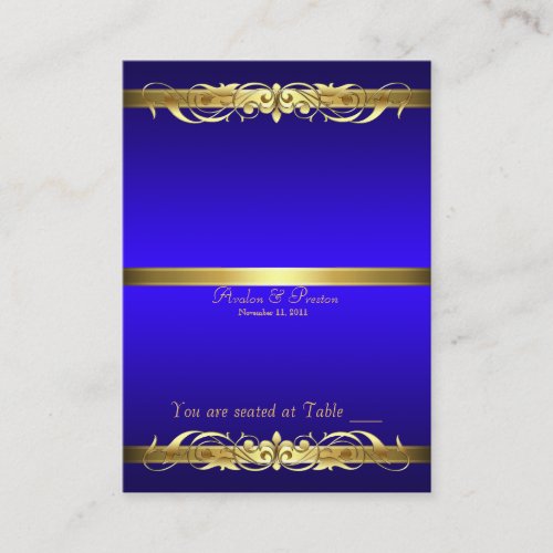 Grand Duchess Blue Gold Scroll Table Placecard