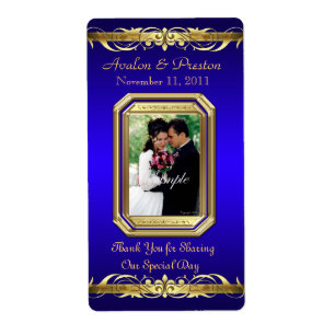 Grand Duchess Blue Photo Gold Wine Wedding Label