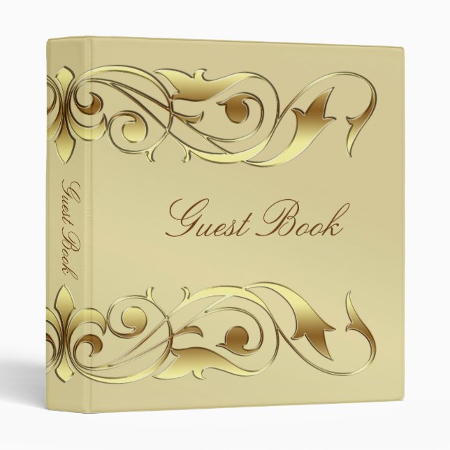 Grand Duchess Gold Metal Scroll Guest Book 3 Ring Binder (Front/Spine)