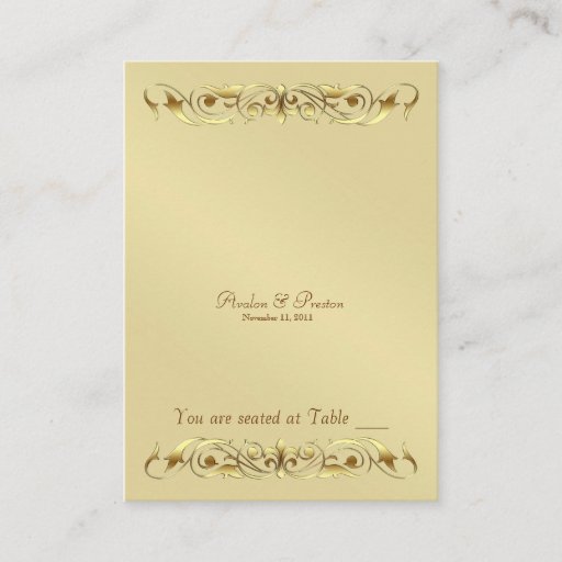 Customizable Grand Duchess Gold Metal Scroll Table Placecard Business Card Templates