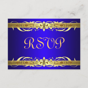 Grand Duchess Gold Scroll Blue RSVP Card