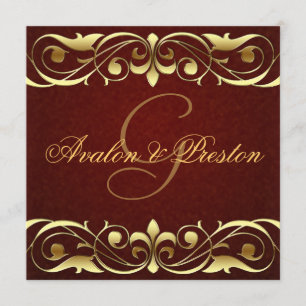 Grand Duchess Gold Scroll Leather Invitation