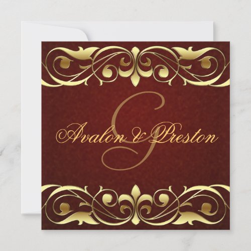 Grand Duchess Gold Scroll Leather Invitation