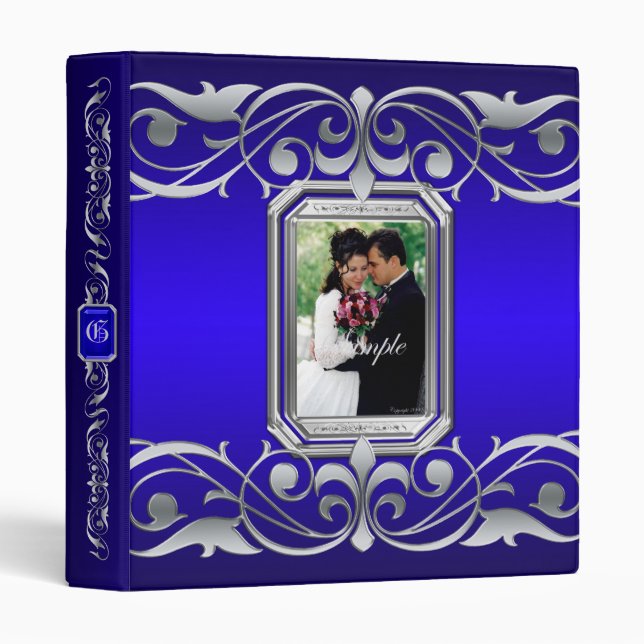 Grand Duchess Jewel Scroll Blue Album Binder (Front/Spine)