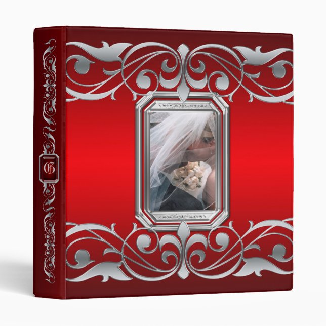 Grand Duchess Jewel Scroll Red Album Binder (Front/Spine)