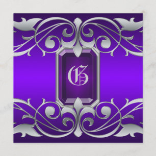 Grand Duchess Purple Jewel Scroll Invitation
