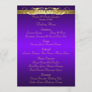 Grand Duchess Purple Scroll Wedding Menu