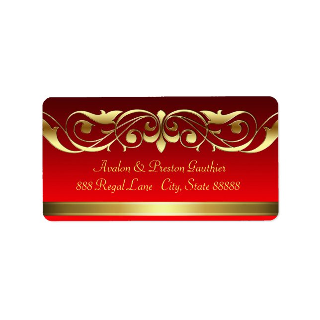 Grand Duchess Red Gold Scroll Address Labels (Front)