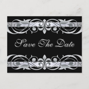 Grand Duchess Silver  Black Save The Date Postcard