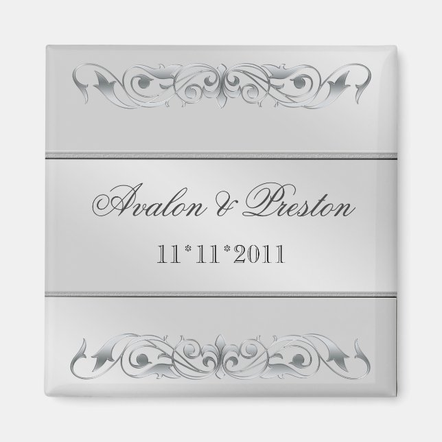 Grand Duchess Silver Metal Save The Date Magnet (Front)
