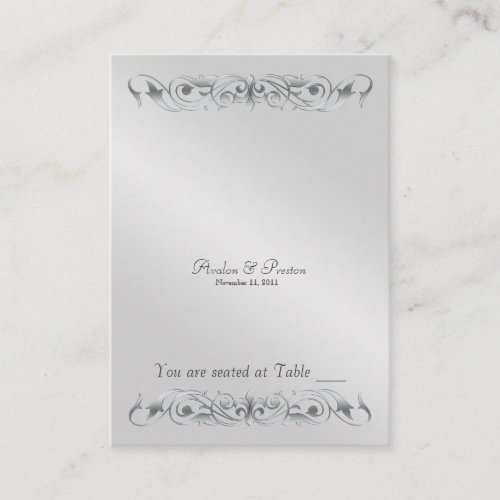 Grand Duchess Silver Metal Scroll Table Placecard