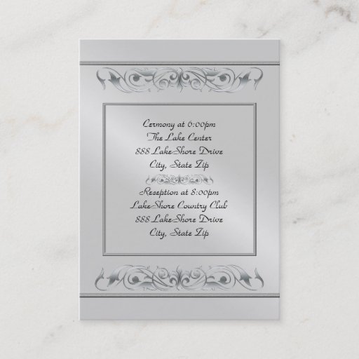 Customizable Grand Duchess Silver Scroll Guest Info Card Business Card